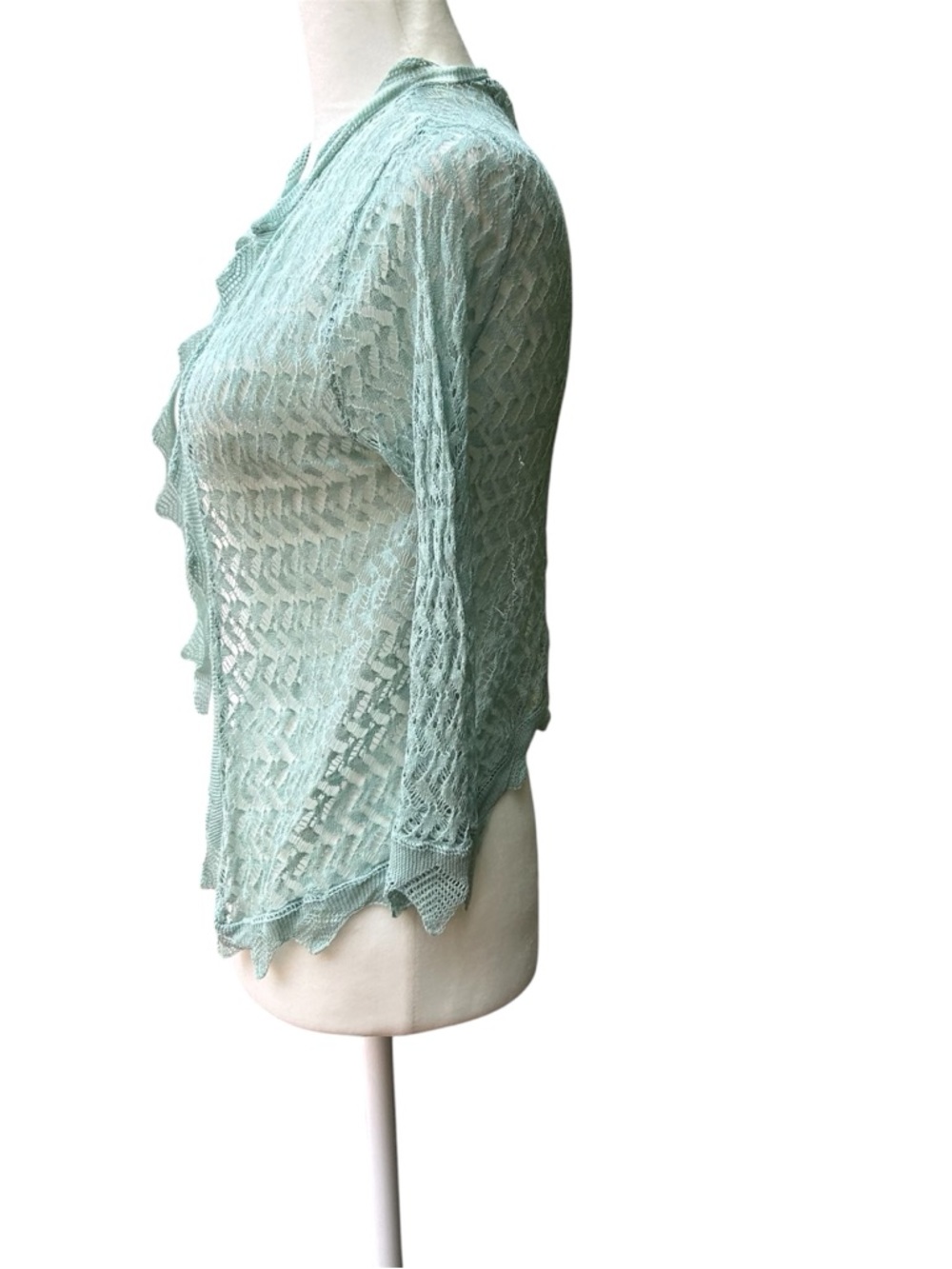 Vintage Max Azria Collection Cardigan Lace Crochet Open Front Green - Picture 4 of 13